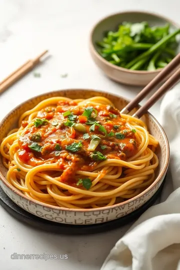 Savory Stovetop Noodles in Garlic Sauce presentation