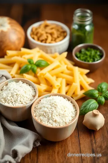 Stovetop Penne Pasta with Basil Pesto ingredients
