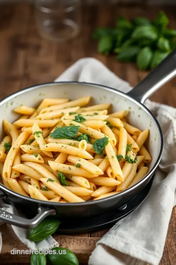 Stovetop Penne Pasta with Basil Pesto steps