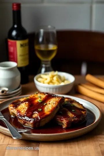Stovetop Pork Chops in Honey Balsamic Glaze presentation