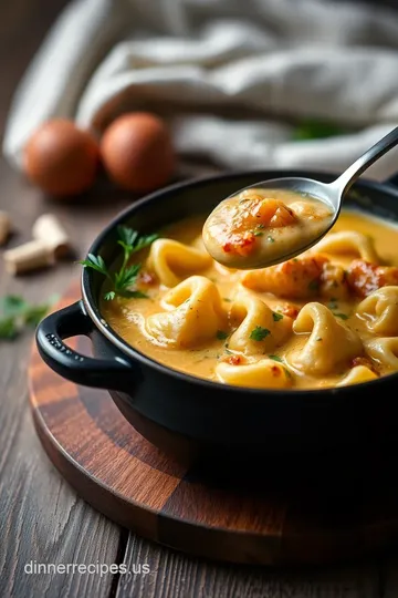 Stovetop Tortellini Soup with Creamy Goodness presentation