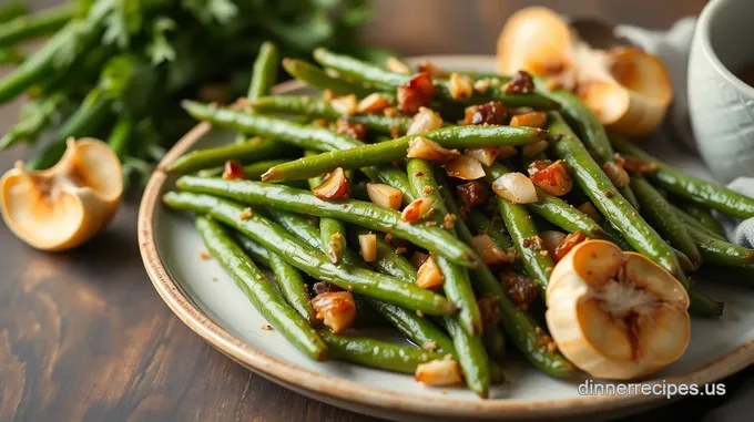 Air Fryer Green Beans with Roasted Garlic