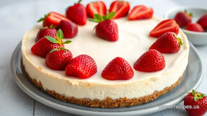 Heavenly Baked Creamy Cheesecake with Fresh Strawberries