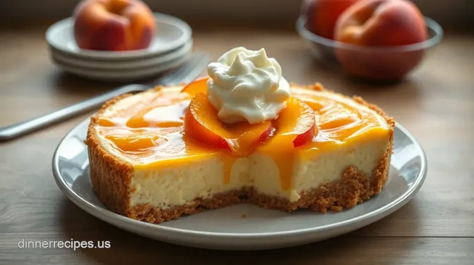 Decadent Baked Peach Cheesecake with Sugary Bliss Topping