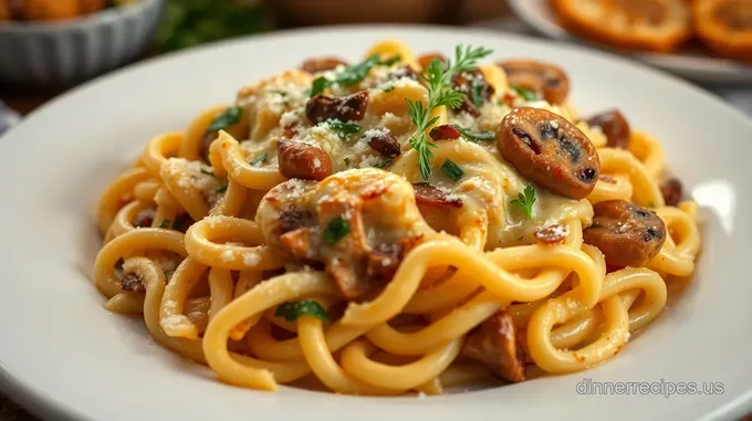 Creamy Baked Pasta with Chicken and Mushrooms