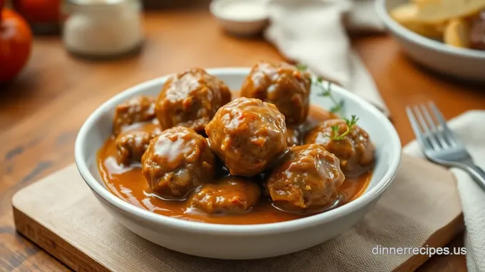 Savory Ground Beef Meatballs with Rich Gravy
