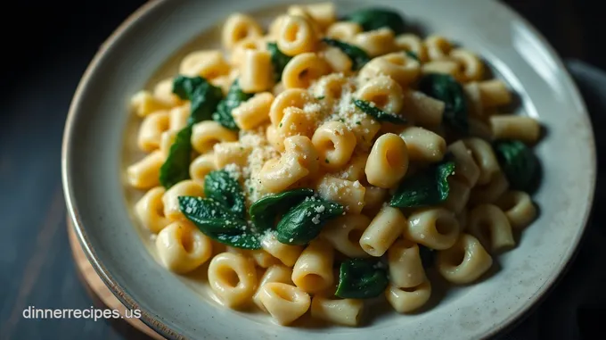 Creamy Ditalini Pasta with Spinach and Garlic