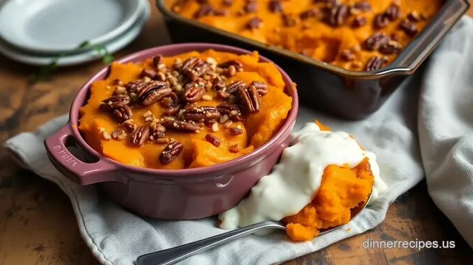 Bake Sweet Potato Casserole with Pecan Topping