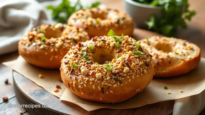 Boiled Bagels with Everything Topping