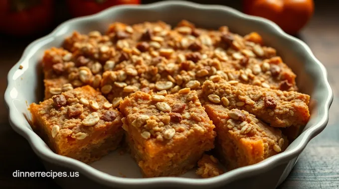 Nostalgic Persimmon Bars with Crunchy Oatmeal Topping