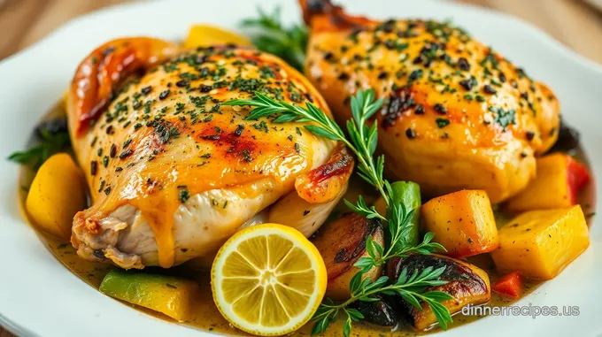 Roast Chicken with Herb Butter & Veggies