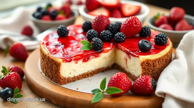 Baked Strawberry Cheesecake with Roasted Berries