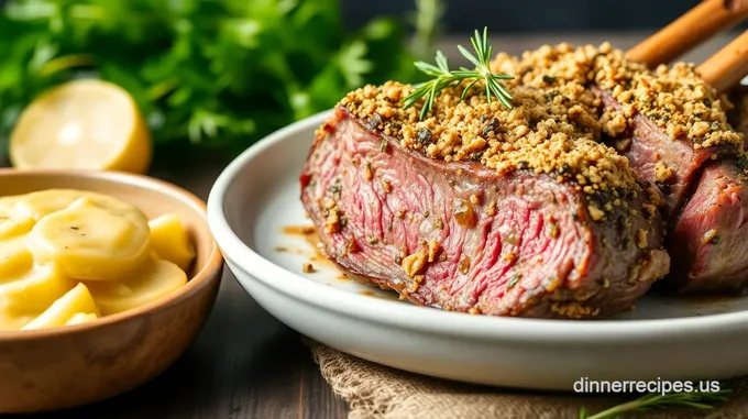 Herb-Crusted Rack of Lamb with Garlic Mashed Potatoes