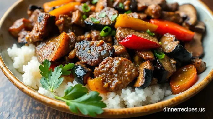 Eggplant Mushroom Stir Fry with Beef
