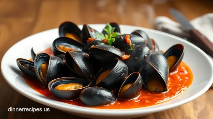 Steamed Fresh Mussels in Flavorful Tomato Sauce
