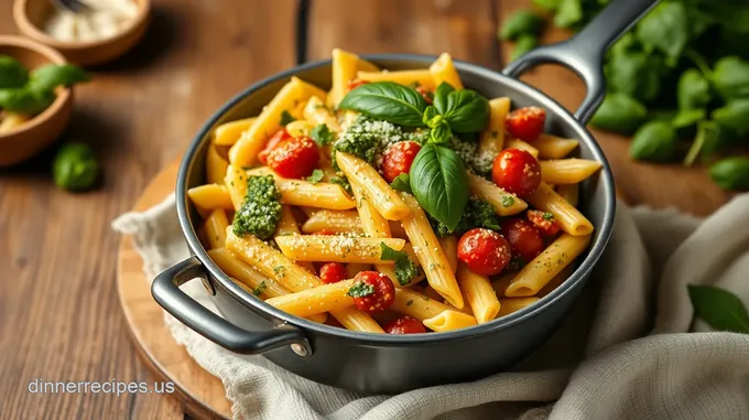 Stovetop Penne Pasta with Basil Pesto